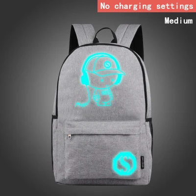 Водонепроницаемый Школьный рюкзак, студенческий, светящийся, с USB зарядкой, Противоугонный, для подростков, девочек и мальчиков, для 11, 12, 13, 14, 15, 15,6, 17,3, сумка для ноутбука - Цвет: style 1 gray music