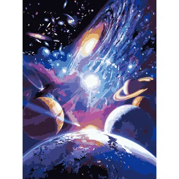 

The solar system painting By Numbers DIY Girl with dandelion Unframed Oil Paint For Adults Home Decoration Gift 40x50CM