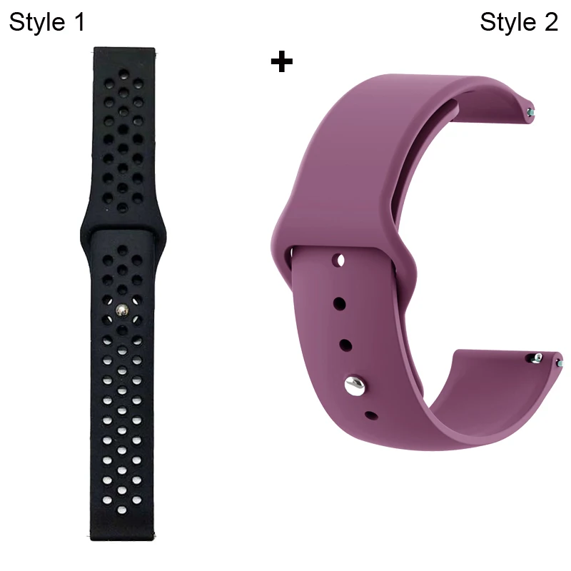 Ремешок для Xiaomi Amazfit Pace Stratos GTR 47 мм для huawei GT 2 46 мм Honor Magic Dream ремешок для samsung gear S3 Galaxy 46 мм - Цвет: Black Black-Purple