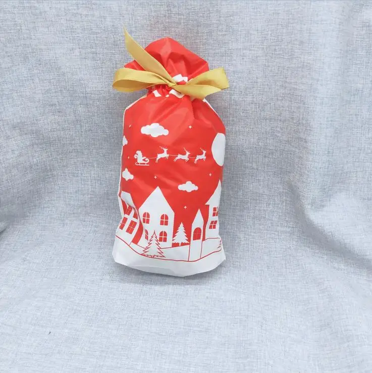4 50Pc/Set Santa Claus Christmas Bag Cartoon Drawstring Elk Present Gift Candy Bag - Цвет: 4