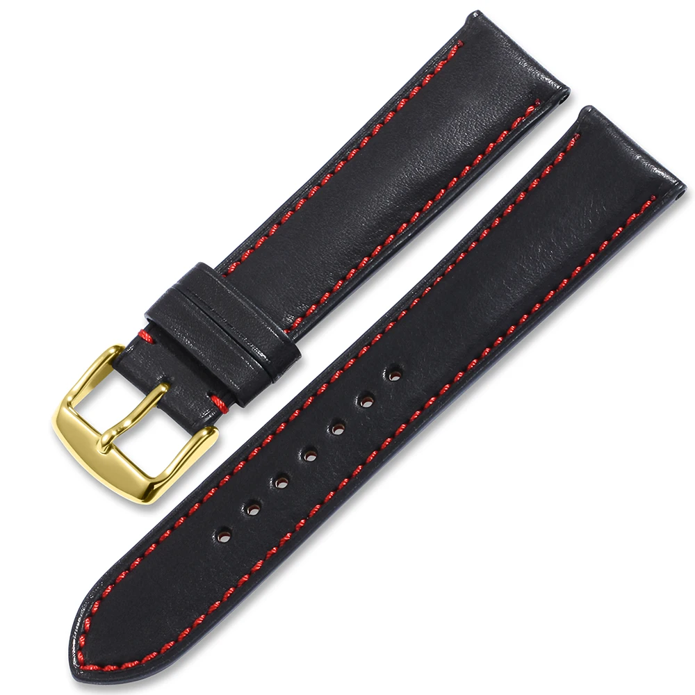 Black-red thread IStrap часы наручные часы на кожаном ремешке полосы для Breitling IWC Casio Seiko 16 мм 18 мм 19 мм 20 мм 21 мм 22 мм 24 мм браслет на запястье - Цвет ремешка: Black-red thread