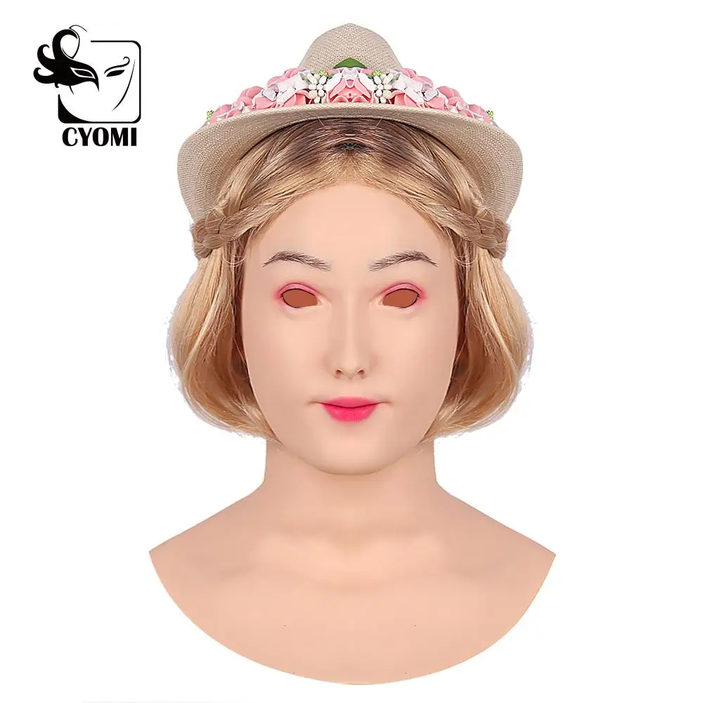 

CYOMI Mature Bilis Style Realistic Female Head mask Asian female mask Top masquerade Cosplay Mask Transgender Drag Queen 3G
