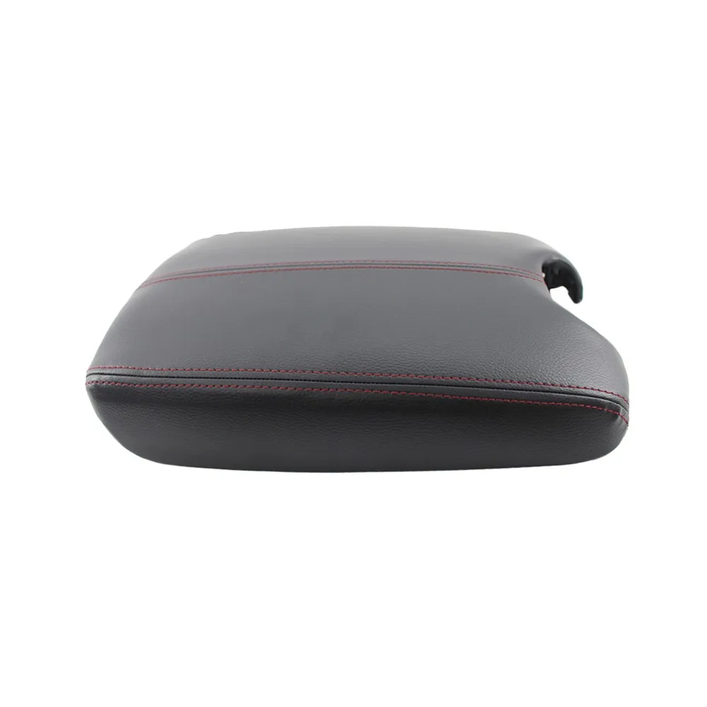 

Car Center Console Armrest Cover Lid Black Leather Red Line Replacement