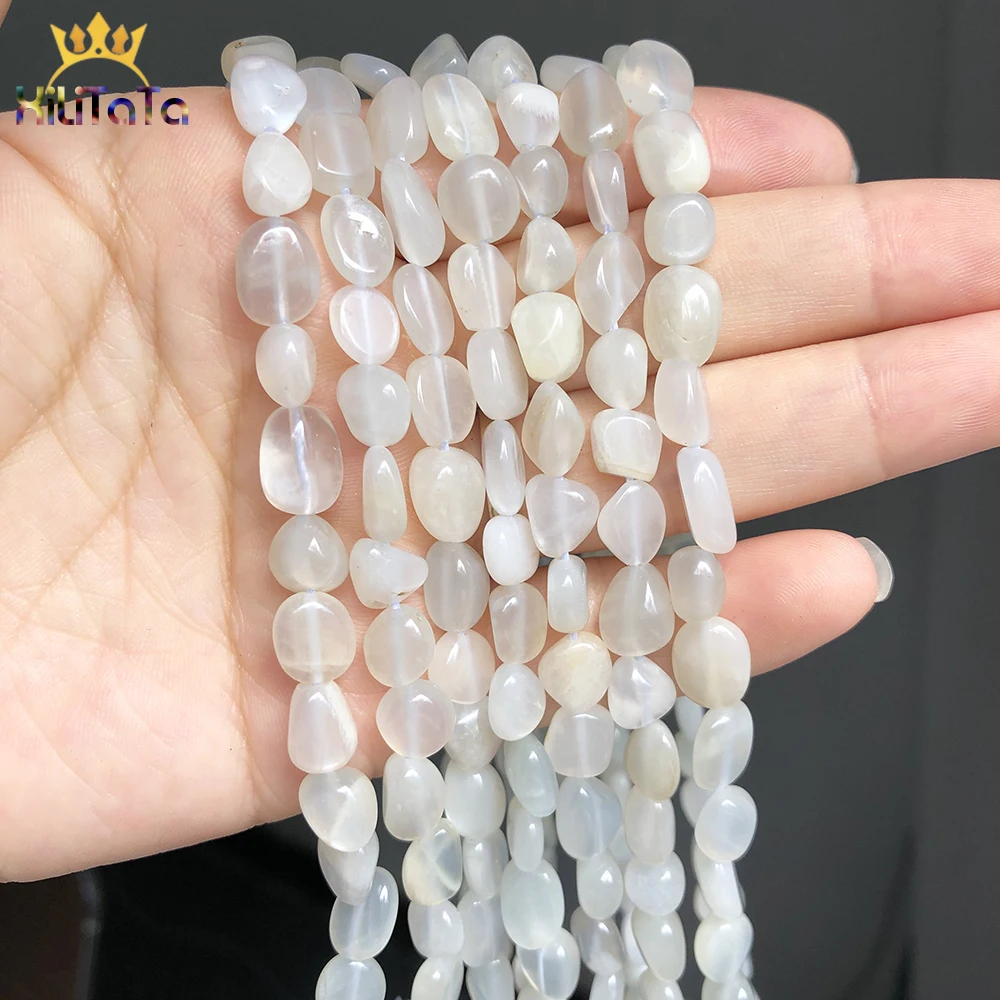 5-8mm Natürliche Edelstein Unregelmäßigen Weißen Mondstein Lose Spacer Perlen Für Schmuck Machen DIY Armband Zubehör 15 "Zoll – Detail 5