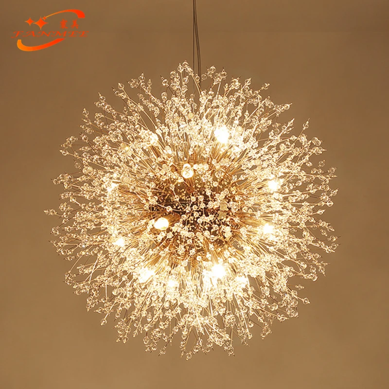 Online Moderne LED Kristall Kronleuchter Licht Anhänger Hängen Lampe Löwenzahn Cristal Kronleuchter Beleuchtung für Wohnzimmer Esszimmer Dekoration