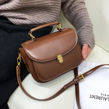 

Vintage PU Leather Crossbody Bags Luxury Brand Handbags 2021 Women's Shoulder Bags Small Hand Bag Totes High Quality Black