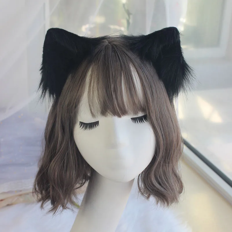 Side clip one pair Ручная работа кошачьи уши cos Имитация животных уши кошачьи уши клипсы для ушей KC милые мягкие животные уши резинки для волос Лолита - Цвет: Side clip one pair