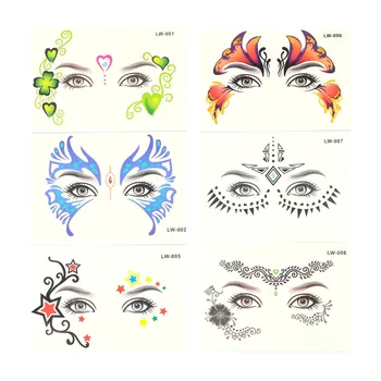 

6pcs Face Eye Temporary Tattoos Stylish Temporary Beautiful Facial Sticker Eye Sticker for Women