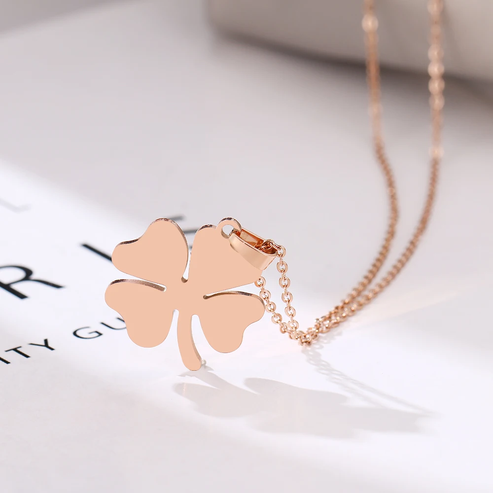 DOTIFI 316L Stainless Steel Clover Necklace Rose Gold Colors Bijoux Collier Elegant Women Jewelry Party Gifts Wholesale