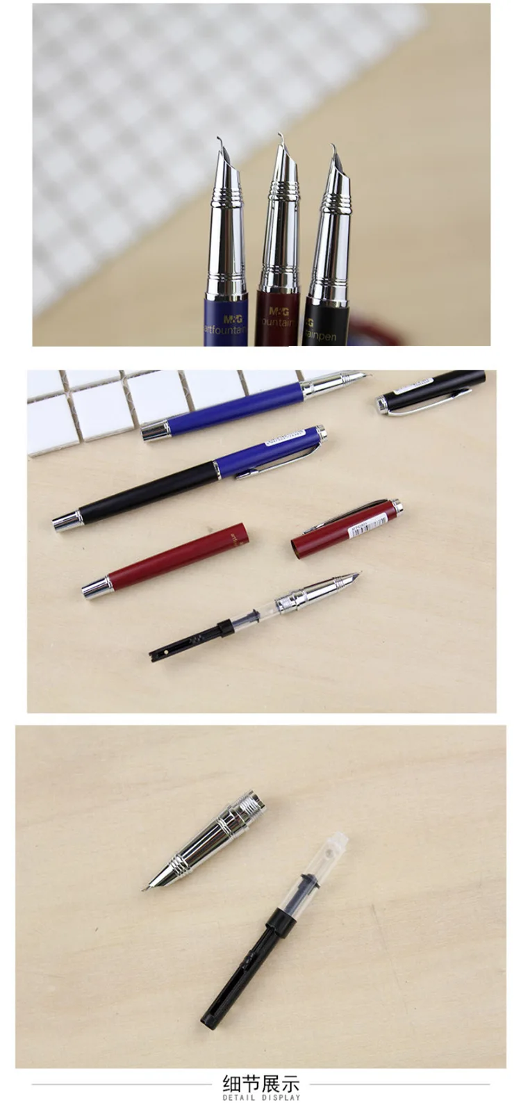 M&G AFP43601 Art Fountain Pen Calligraphy Elbow Bent Tip Metallic Pen Calligraphy for Student Office Fountain Pen