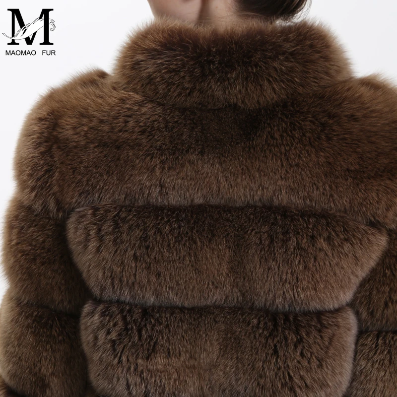 MAOMAOFUR пальто из натурального меха Женская Толстая теплая куртка из натурального Лисьего меха женская новая модная одежда с воротником-стойкой из натурального Лисьего меха
