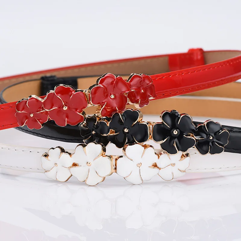 Женский ремень с цветком сливы декоративный новый из лакированной кожи 2020 |