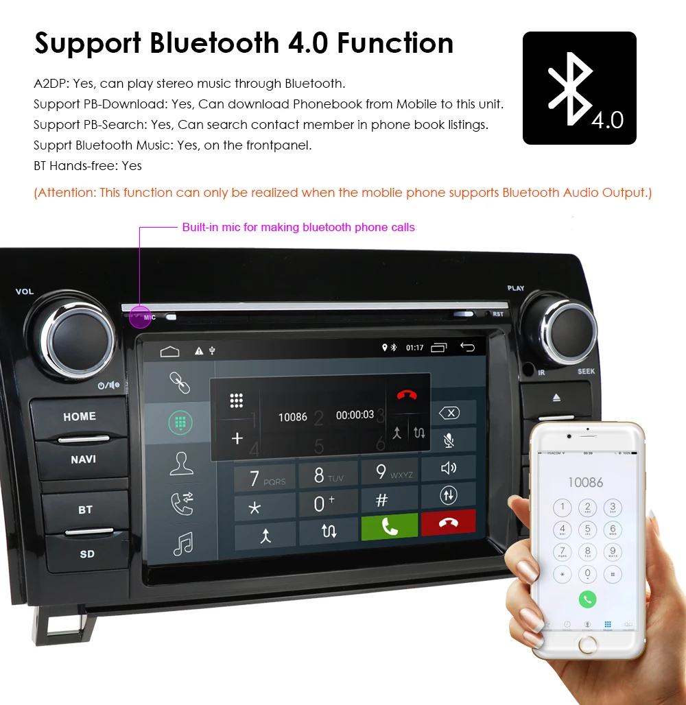 Best Android9.0 Car DVD GPS Player Navi Radio Stereo For Toyota Tundra Sequoia DAB+SWC RDS DVR AUX DVBT BT 4G WIFI MAP QuadCore 2GRAM 12