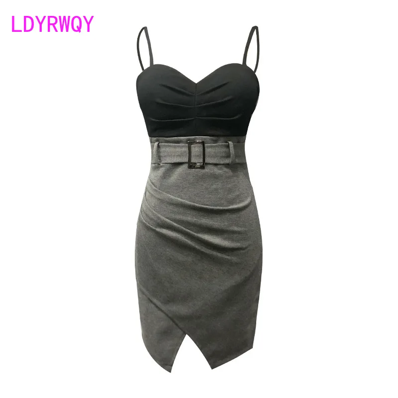 green emerald velvet dress Elegant slim-fitting suspender dress with double straps – JANCESILK main image 0