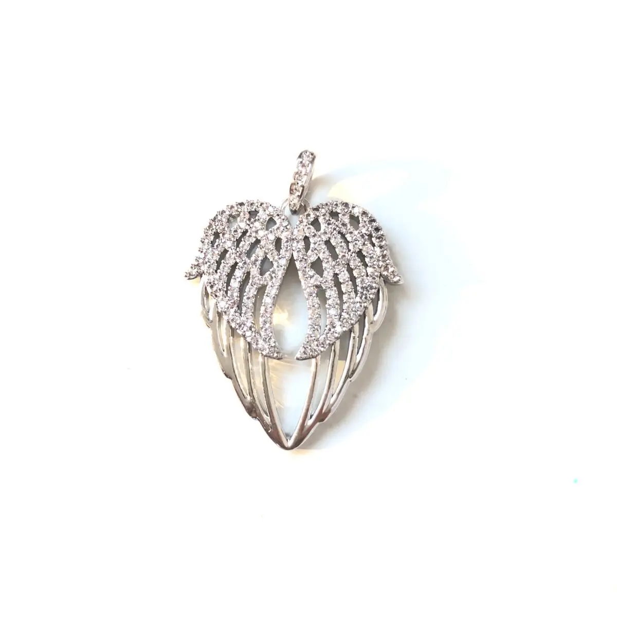 5pcs Cubic Zirconia Bling Angel Wing Pendants Charms Women Bracelet Necklace Earring Making Handmade Jewelry Accessory Wholesale