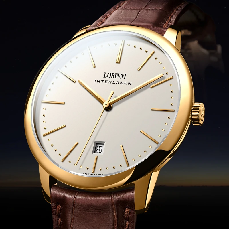 Switzerland LOBINNI Luxury Brand Japan MIYOTA 9015 Automatic Mechanical Men\'s Watches Sapphire 7.9 mm Ultra-thin Clock L12028-4