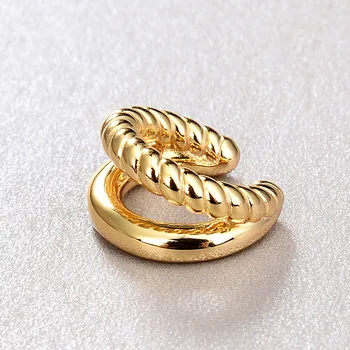 

High-End European and American Retro Spiral Gold color Claw Ear Clip Female Ear Stud Female earring