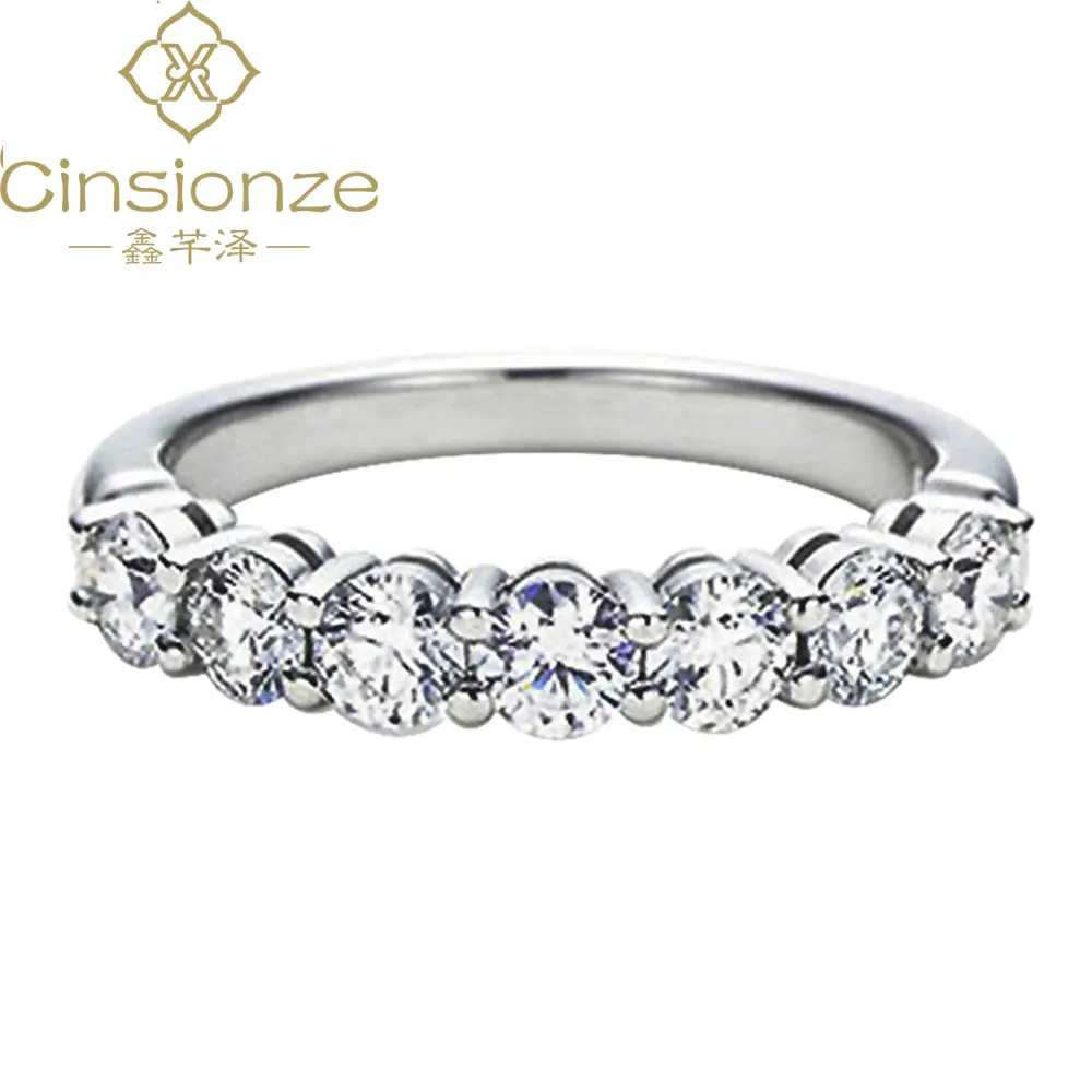 

Cinsionze 0.7CT D color Moissanite Ring Single Row Diamond S925 Silver Platinum Plated For Women Wedding Party Anniversary Ring