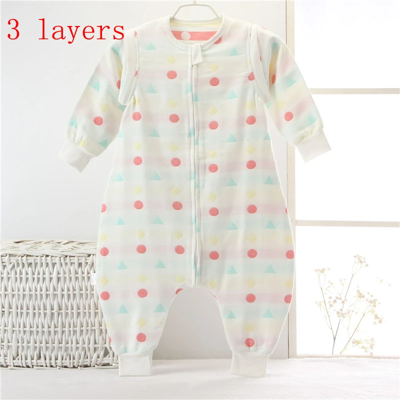 3 layers 6-слойное хлопковое газовое платье с детским спальным мешком Демисезонный детская Всесезонная Универсальный нагрева комнаты ноги анти-kick Slaapzak для малышей - Цвет: 3 layers