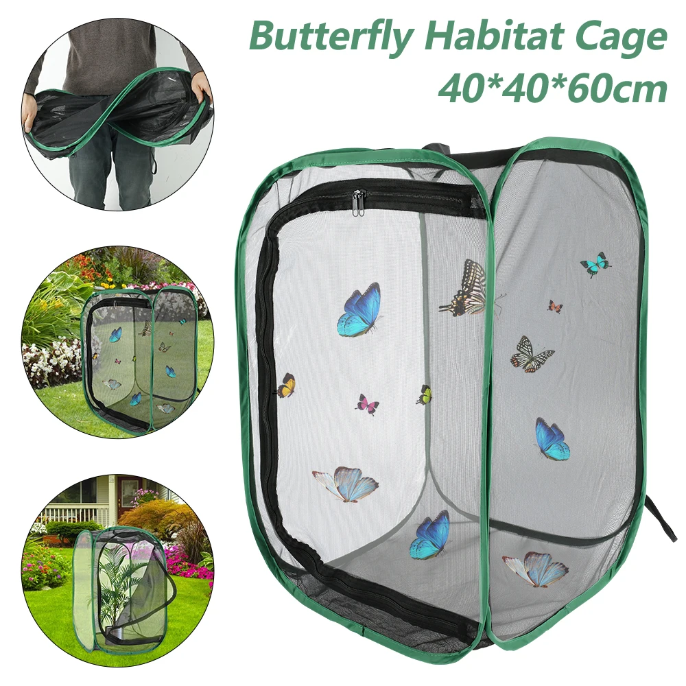 Green Collapsible Insect Cage Mesh Insect Habitat Cage Butterfly Mantis