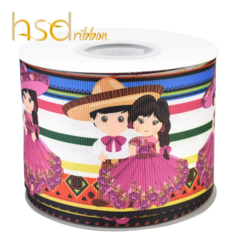 HSDRibbon мультфильм Стиль 38 мм 50 мм 75 мм теплопередача напечатаны на Grosgrain ленты