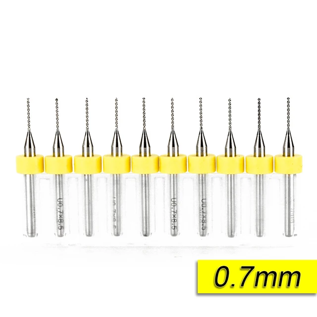 Free Shipping 10pcs 0.6mm-1.5mm Import Carbide PCB Drill Bits Print Circuit Board Mini CNC Drilling Bit Set 0.7mm