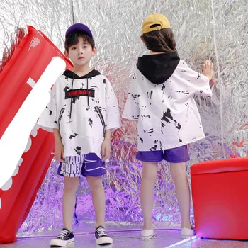 

Kids Loose Hip Hop Clothing Casual Tshirt Hoodie Tops pants Girls Boy Jazz Dance Costumes Ballroom Stage wear Dancing Suits