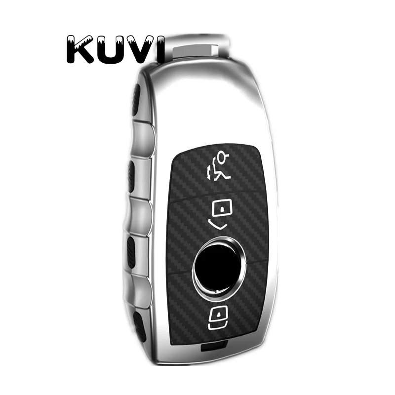 silver ТПУ+ углеродное волокно зерна автомобиля дистанционного ключа чехол для Mercedes Benz E класс E200 E260 E300 E320 Защитная крышка брелок держатель - Название цвета: silver