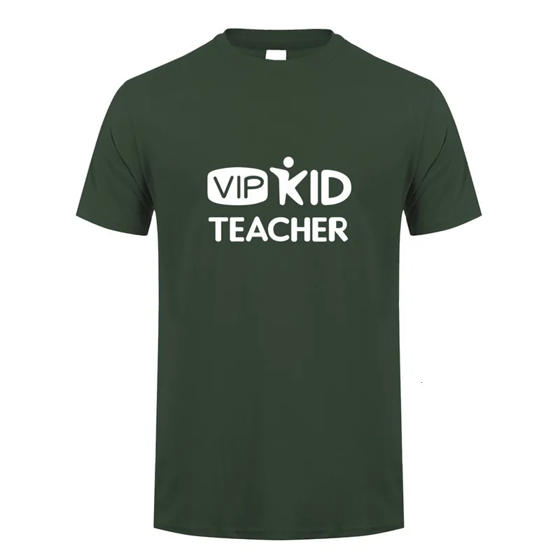 Midnite/Модная Vipkid футболка для учителя; летние хлопковые футболки с короткими рукавами; мужские футболки; топы - Цвет: ForestGreen