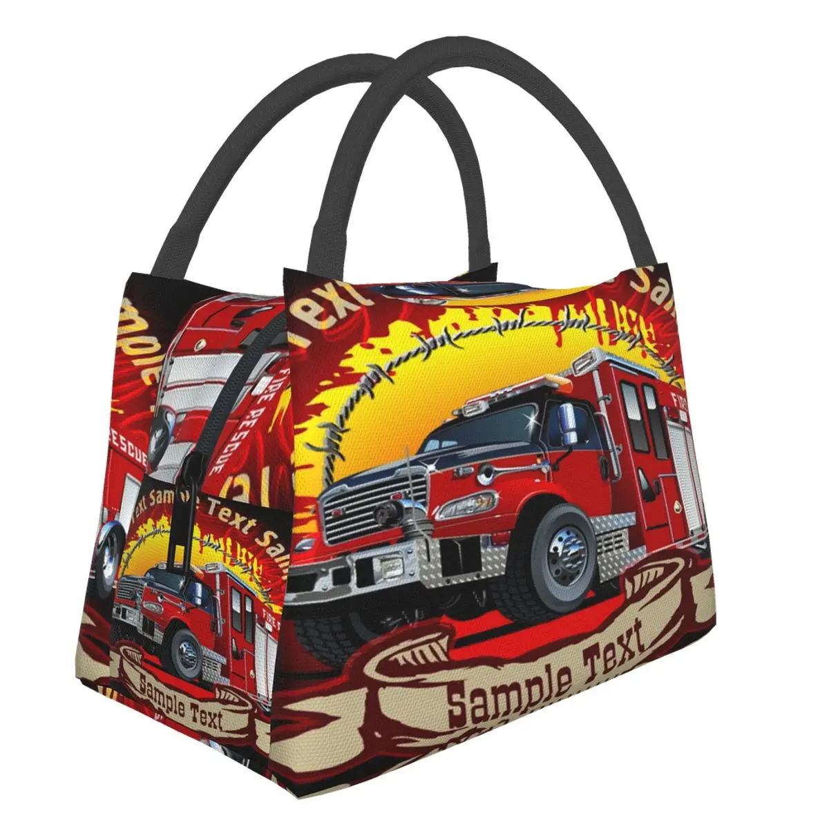 Lunch Box For Men Women American Fire Truck Lunch Bag Big Kids Girls