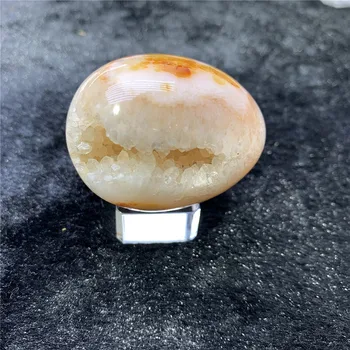 

Unique energy stone natural red agate flower geode Reiki healing crystals egg shape drusy rock for home decor