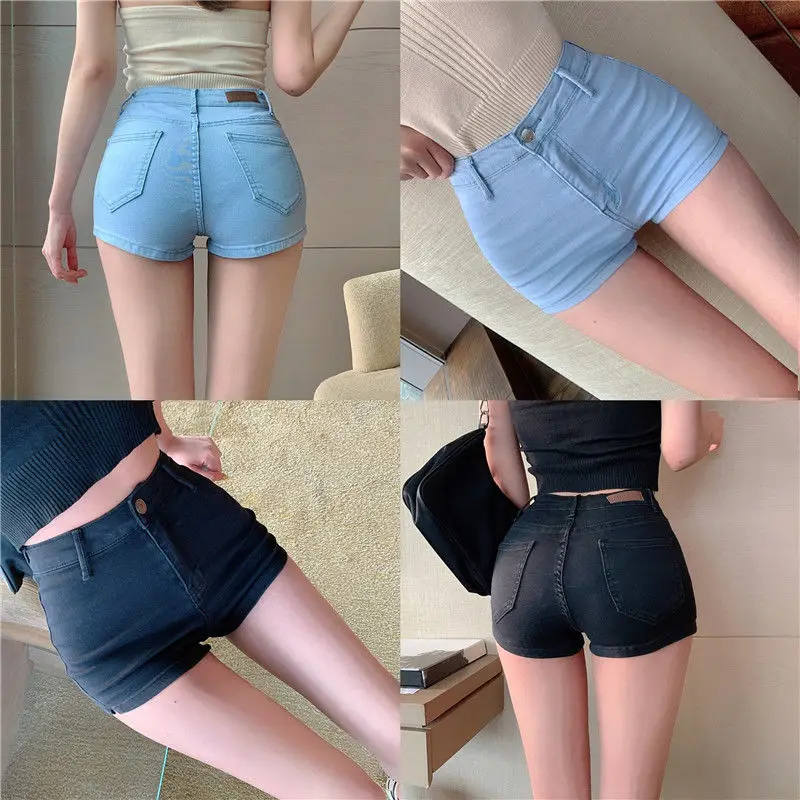 Women Denim Shorts Female Sexy Stretch Slim Ladies Short Jeans Pocket Blue Black Skinny Solid Comfortable Summer Plus Size Woman