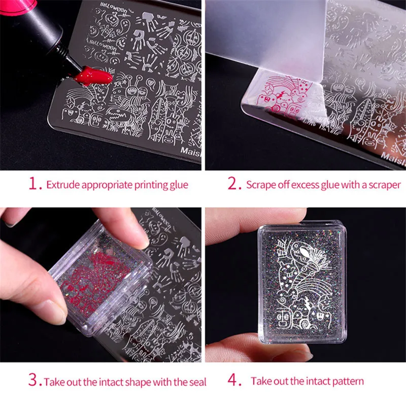 1 Набор для дизайна ногтей штамп СКРЕБОК НАБОР прозрачный силиконовый Зефир лак шаблоны для ногтей штамп для дизайна ногтей инструмент