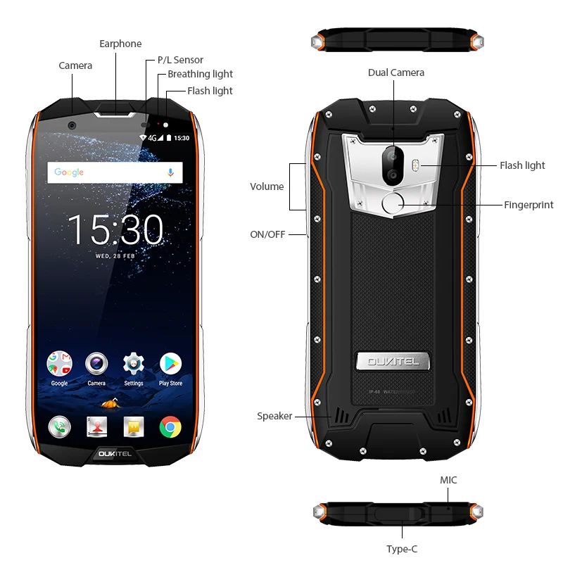 OUKITEL WP5000 5 7 Inch Smartphone IP68 Waterproof Android 7 1 Cellphone Helio P25 Octa Core 2