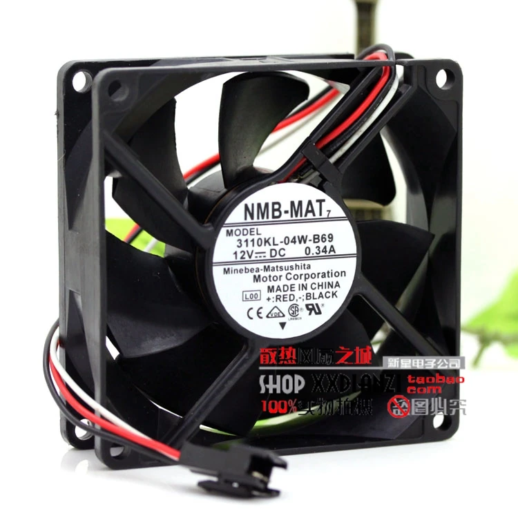 

NMB-MAT 3110KL-04W-B69 L00 DC 12V 0.34A 80x80x25mm 3-Wire Server Cooling Fan