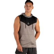 Мужской спортивный жилет для занятий спортом, бега, Одноцветный жилет, Молодежный карман с капюшоном, рубашка без рукавов, поглощающая пот баскетбольная рубашка