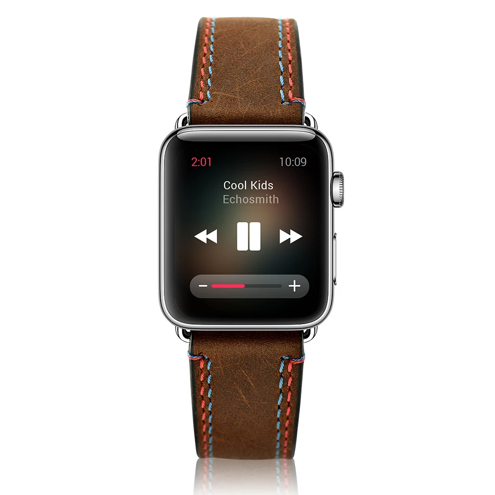 Кожаный ремешок для часов apple watch1/2/3/4/5, 42 мм, 38mmhandmade часы с двумя линиями из натуральной кожи crazy Plus цвета “китайская вишня” и “вороной конь