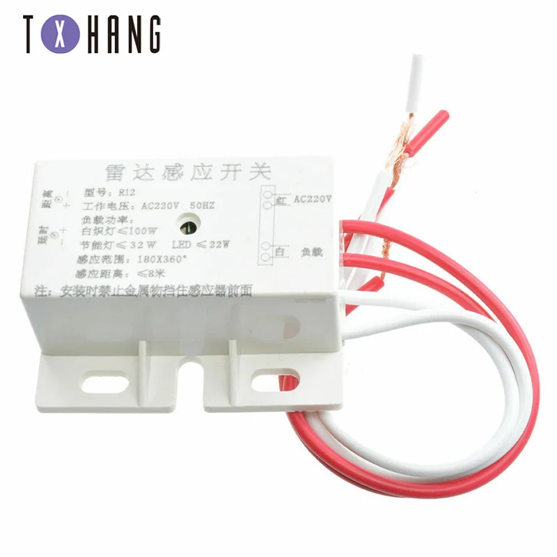 

220V 50Hz Microwave Radar PIR Motion Sensor Switch IR Infrared Human Body Induction Detector Controller Automatic for LED Lamp