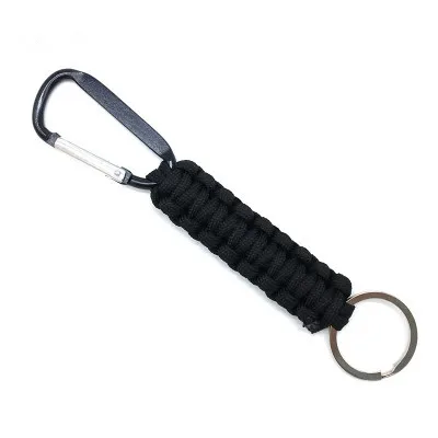 Брелок из Паракорда с карабином военный Плетеный шнурок брелок для ключей для выживания EDC Паракорд кольцо крючок зажим для наружного кемпинга - Цвет: Style 1 Black