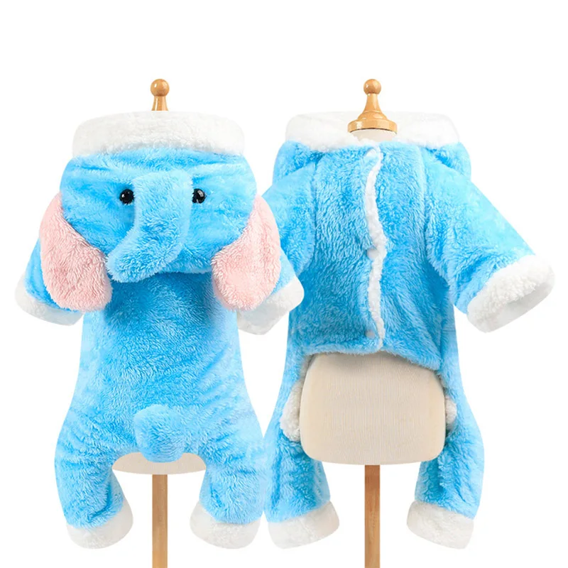 Blue Elephant Двойной утепленный костюм для кошки, собаки для животных зимний комбинезон для животных для маленьких собак чихуахуа Ши-тцу комбинезоны одежда для щенков пальто для собак - Цвет: Blue Elephant