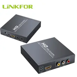 LiNKFOR HDMI к RCA и HDMI конвертер 3RCA CVBS композитный AV видео и аудио адаптер с 3,5 мм Поддержка наушников 1080P PAL NTSC