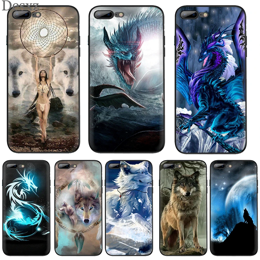 Mobile Phone Case for iPhone 11 Pro X XS Max XR 6 6s 7 8 Plus 5 5S SE Cover Wolf Dragon Animals Shell | Мобильные телефоны и