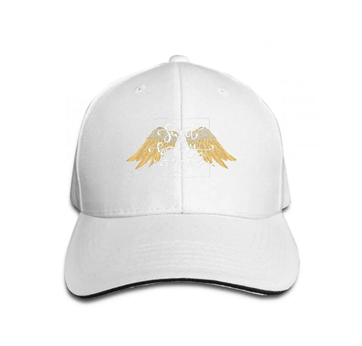 Классическая унисекс бейсболка Регулируемая ручная рисованная крылья надпись текст типография печать вышивка белый