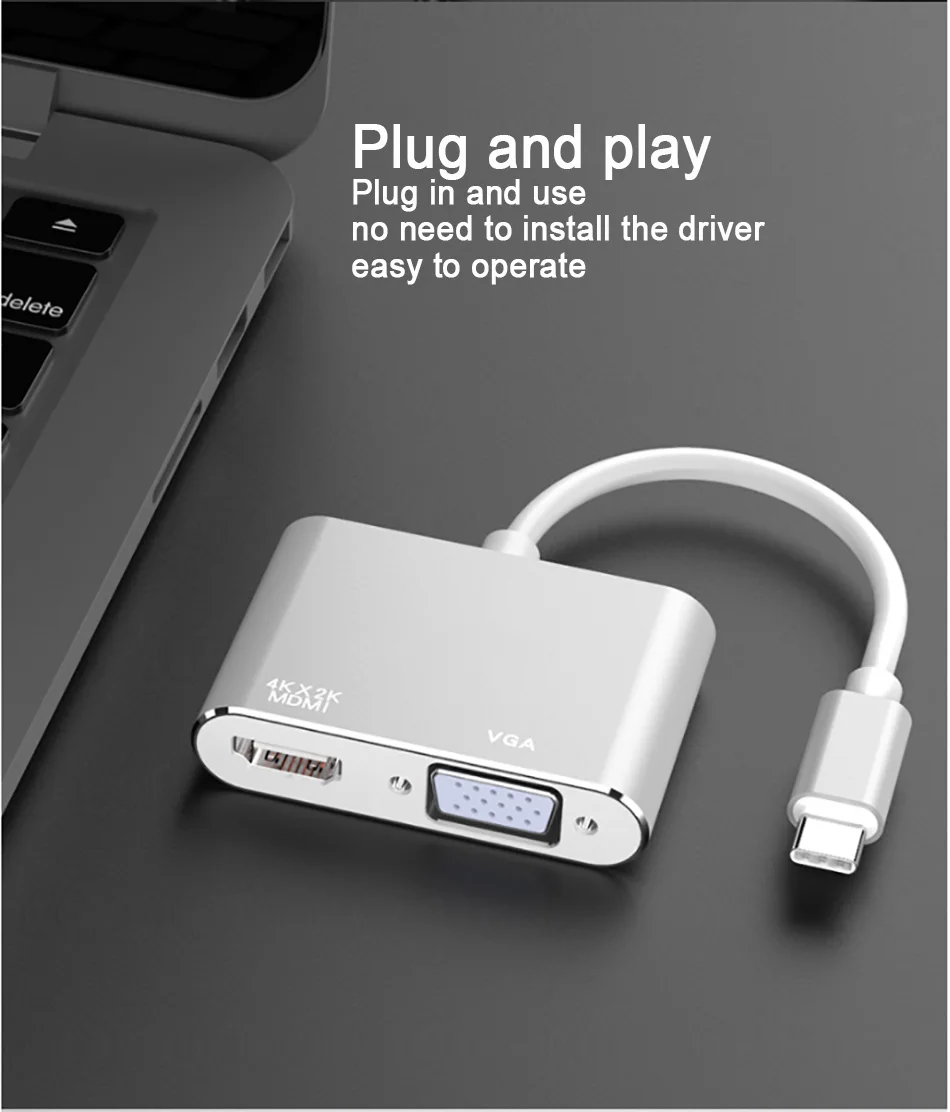HD USB C адаптер HDMI VGA Тип C к HDMI+ VGA 4K Thunderbolt 3 для samsung Galaxy S10/S9/S8 huawei mate 20/P30 Pro USB C HDMI