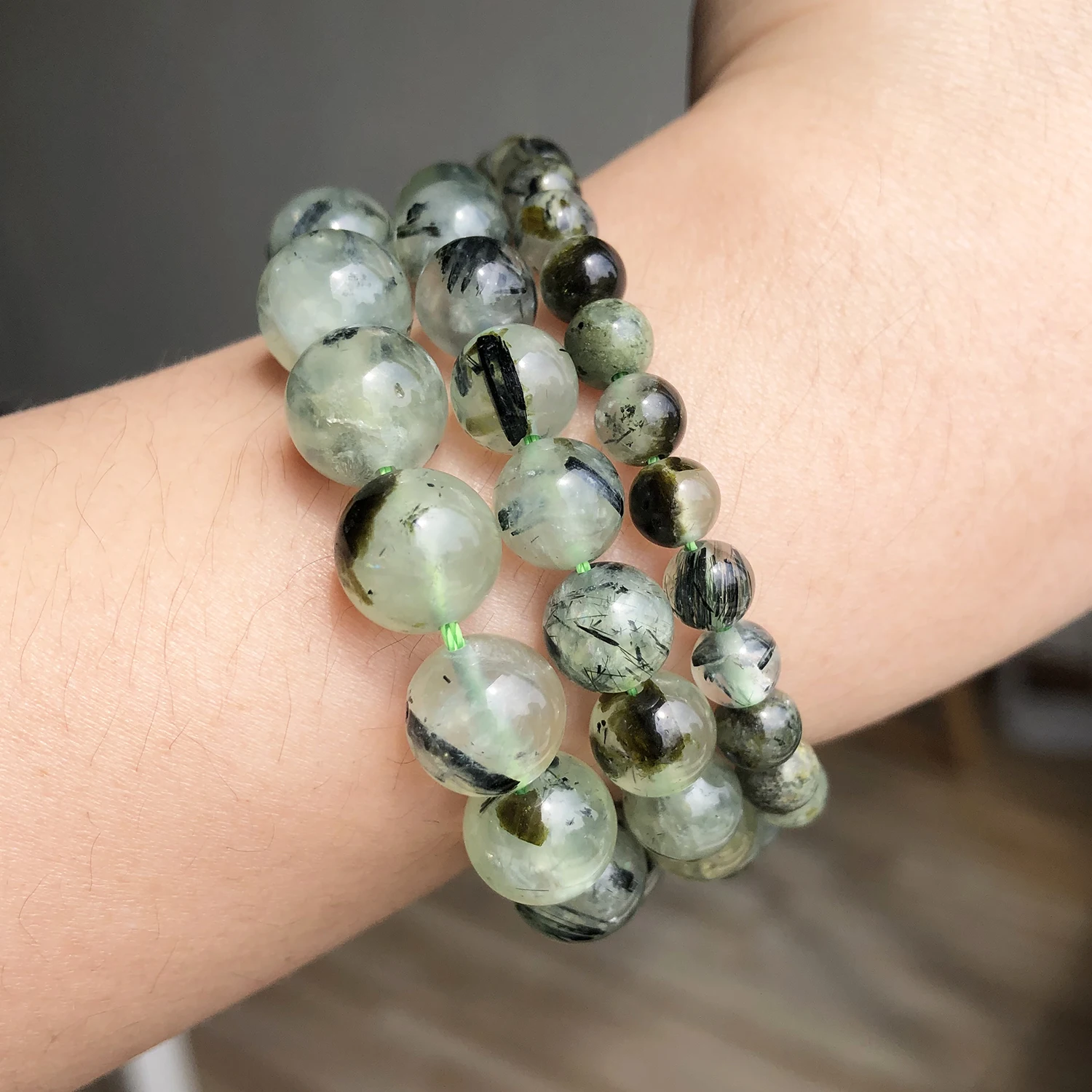 6 8 10mm aa grün prehnites jades stein runde lose abstands halter mineralien perlen für schmuck herstellung diy armband zubehör 15''inches – Detail 9