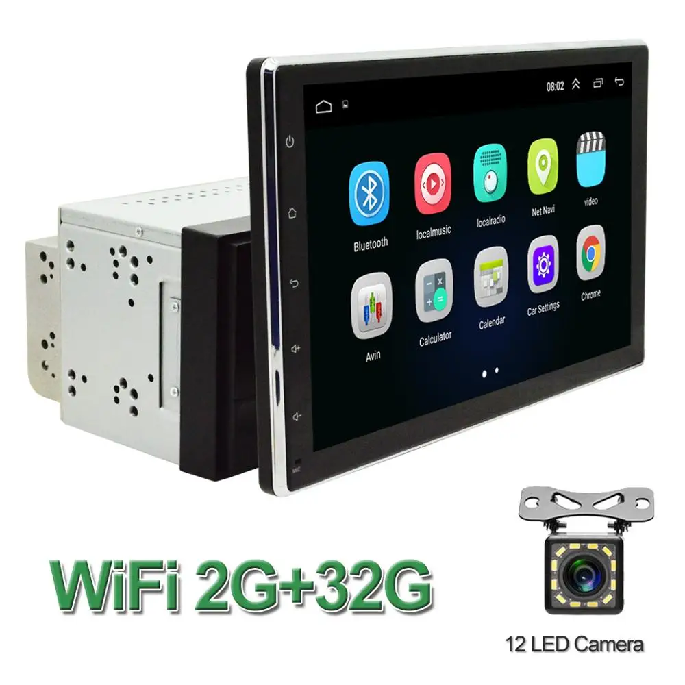 2Din автомобильный DVD плеер 10," Android 8,1 автомобильный мультимедийный плеер с вращающимся на 30 градусов экраном BT gps WiFi 3g/4G Автомагнитола стерео - Цвет: 32G and Camera