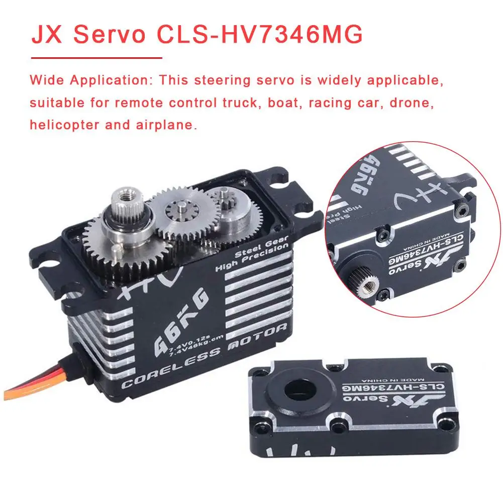 

JX Servo CLS-HV7346MG Digital Servo Coreless Metal Steering Gear Servo Motor with 46KG Torque 2 Ball Bearing for RC Model