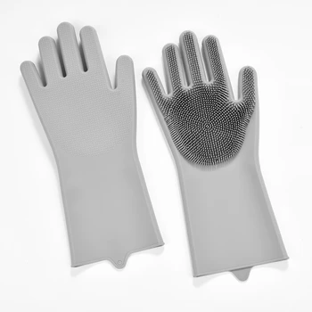 

1Pair Magic Silicone Multipurpose Gloves Washing Cleaning Tool Pet Bath Dish Washing Rubber Kitchen Bathroom Gloves