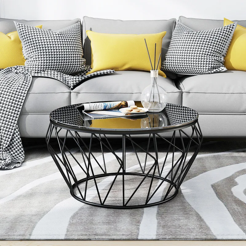 

Creative Tempered Glass Coffee Table with free Random color Carpet 120*160cm for Living Room Round Tea Tables Dinner Table