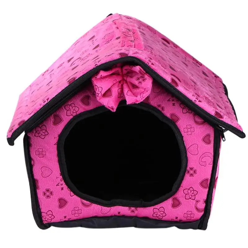 Pet Bed Warming House Soft Material Nest Dog House Baskets Kennel for Cat Puppy Soft and Smooth Tasteless and Harmless - Цвет: Rose Red